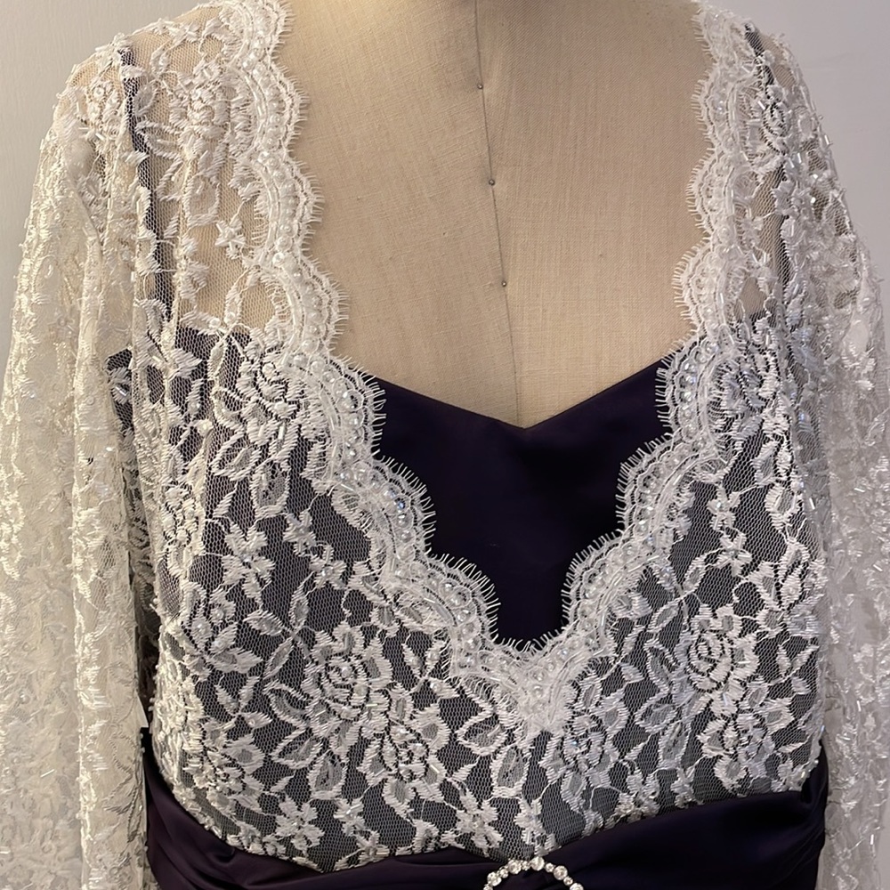 Alfred Angelo eggplant long satin skirt with lace top - mother of the br… - Picture 2 of 9